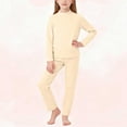 thumbnail image 2 of LEKWK 2-Piece Thermal Underwear Set for Little Girls Mock Neck Long Sleeve Top Leggings Winter Base Layer Warm Fleece Lined Sleepwear Snug Fit, 2 of 7