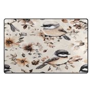 Birds and Flowers Soft Polyester Area Rug 31''x20'', Non Slip, Memory Foam, Water Absorbent