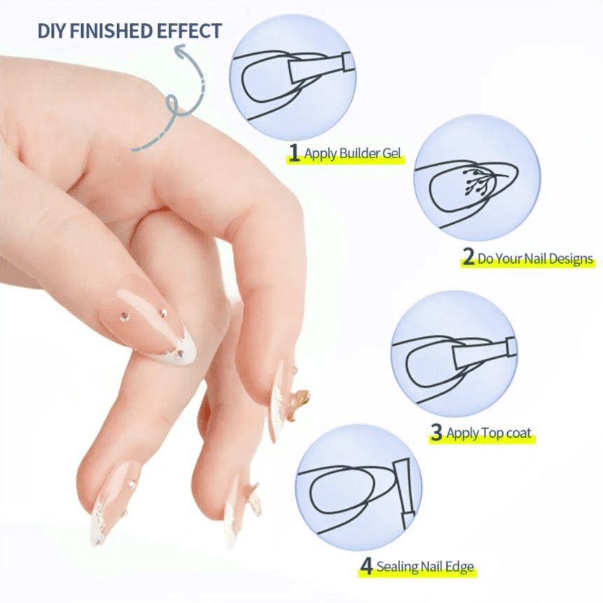 SheSlay Press-On Nail Starter Kit with UV Lamp & Full Nail Prep, 150 Pieces