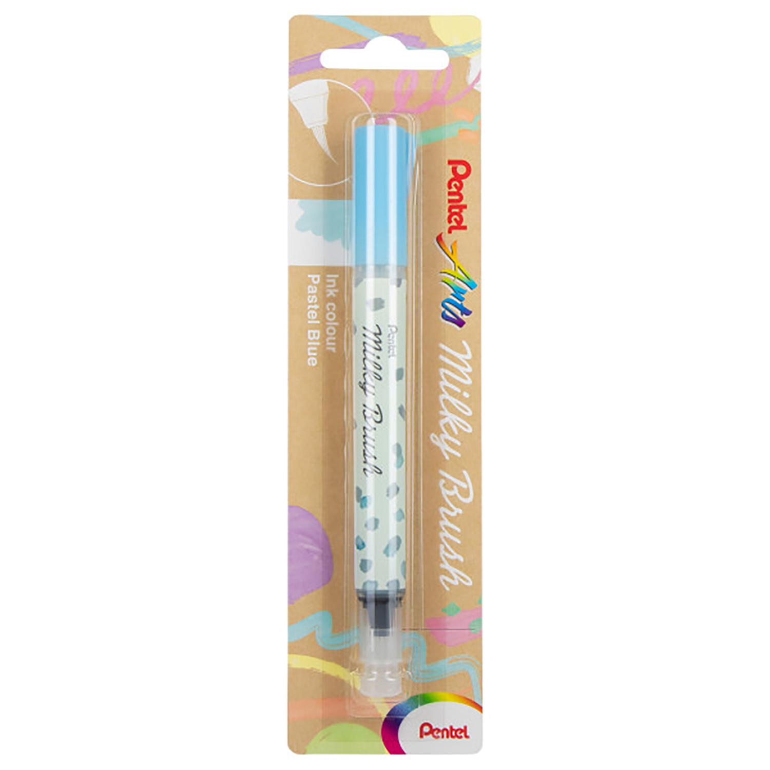 Pentel Arts Milky Brush Pen, Pastel Blue Ink, Pack of 3