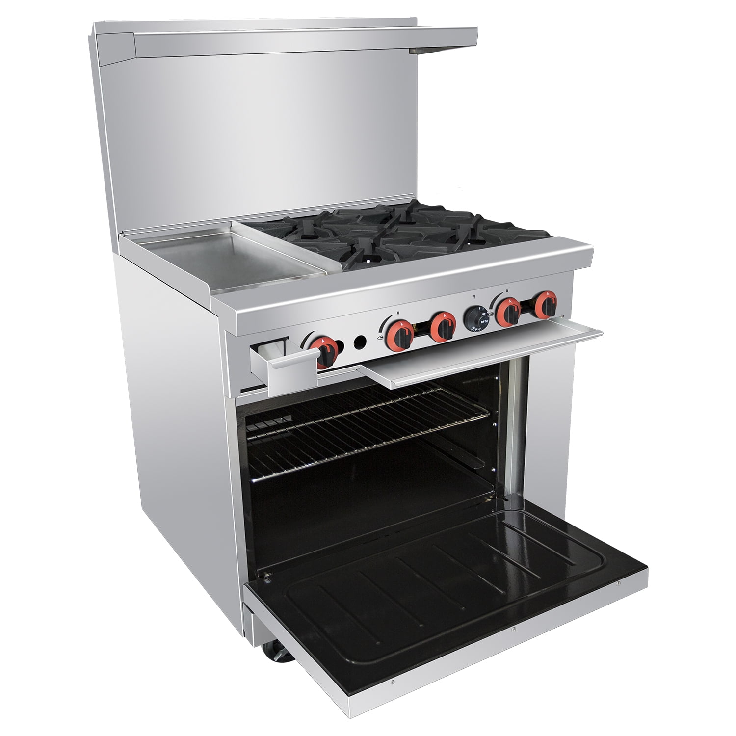 Commercial 36’’Gas 4 Burner Range With Griddle and Standard Oven Kitma Heavy Duty Natural Gas