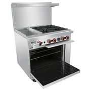 Commercial 36’’Gas 4 Burner Range With Griddle and Standard Oven - Kitma Heavy Duty Natural Gas Cooking Performance Group for Kitchen Restaurant, 148,000 BTU