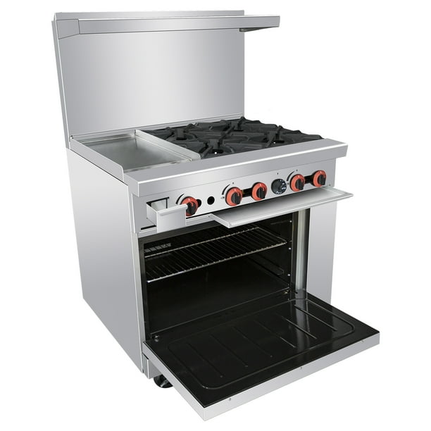 Commercial 36’’Gas 4 Burner Range With Griddle and Standard Oven