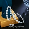 thumbnail image 6 of Water Drop CZ Cubic Zircon Big Loop Circle Hoop Earring Silver Plated White Gift, 6 of 9