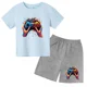 thumbnail image 3 of Conjunto de camiseta y pantalones cortos con estampado de máquina de juego de arte de grafiti para niños, moda de verano, informal, de manga corta, para niños y niñas, 3 of 5