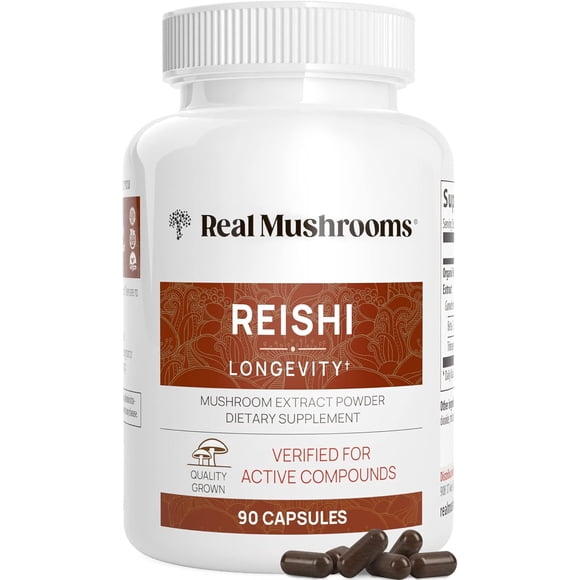 Real Mushrooms Reishi Longevity | 1,000 Mg | 45 Servings | 90 Capsules