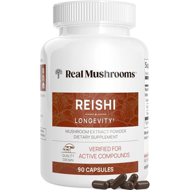 Real Mushrooms Reishi Longevity | 1,000 Mg | 45 Servings | 90 Capsules