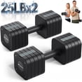 thumbnail image 5 of MERACH 50lbs Adjustable Dumbbell Set, 5 in 1 Free Hand Weights for Home Gym, Set of 2, Black&Gray, 5 of 10