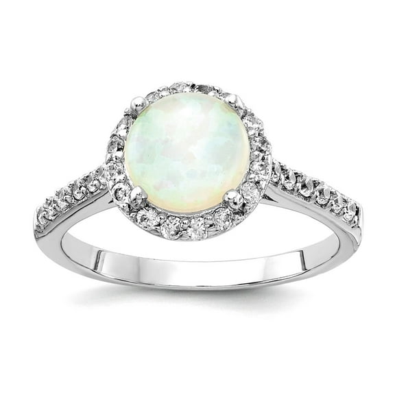 925 Sterling Silver Lab Created White Opal Ring Size 8 10.75mm Wide Ring for Women