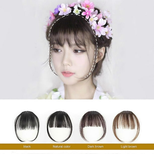 Girl Hair Air Fringe Bang with Hairs on the Temple Women Wigs Front Neat Bangs with Clip In Girl Hair Extensions Piece