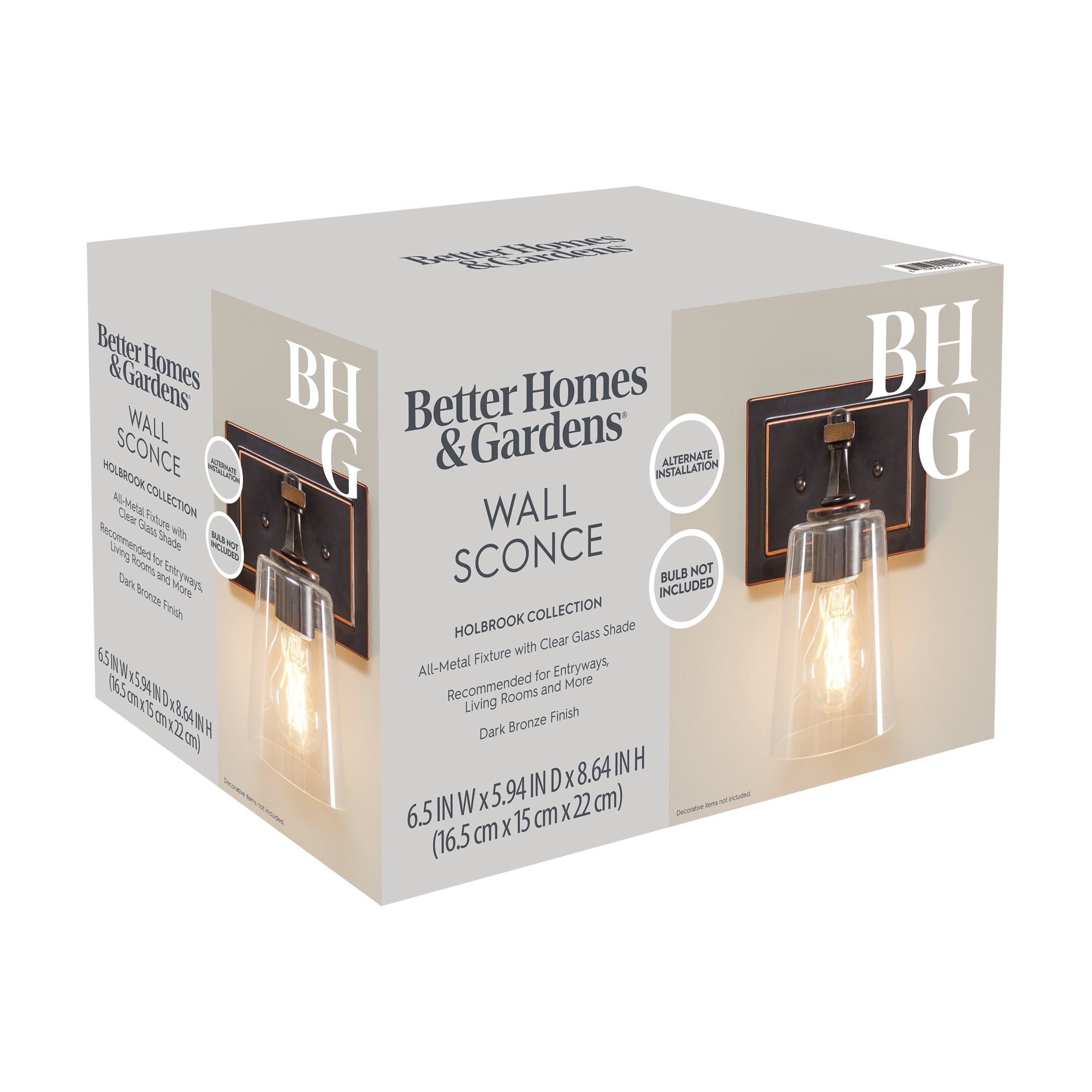 Better Homes & Gardens Modern Wall Scone Vanity Light, Bronze Metal Glass Shades, Bulb Not Included