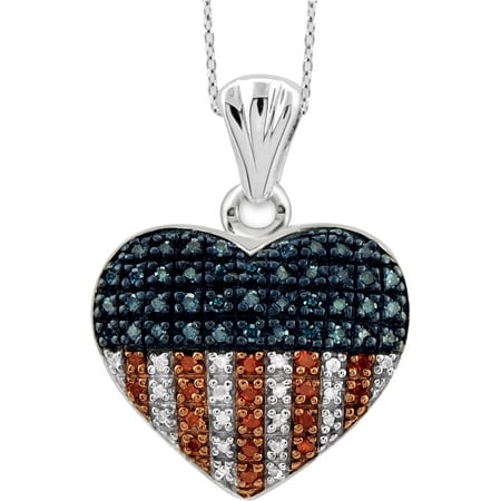 JewelersClub 1/4 Carat T.W. Multi-Color Diamond Heart Sterling Silver Pendant