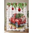 thumbnail image 4 of Fsddascl Christmas Red Truck Shower Curtain Set - Extra Long 72" x 96" Washable Bathtub Curtain with 12 Hooks, Xmas Tree Balls Pine Brown Wooden Waterproof Fabric Stall Shower Curtains for Bathroom, 4 of 6