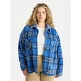 thumbnail image 2 of Terra & Sky Women's Plus Size Cozy Button Front Shacket with Long Sleeves, Sizes 0X-5X, 2 of 6