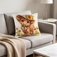 thumbnail image 5 of Bomd Highland Cow Decorative Throw Pillow Covers , Decorative Floral Farm Animal Design, Modern Square Home Decorative Pillowcases Cushion Cases for Sofa Bed Chair, 17.7x17.7 Inch, 5 of 6