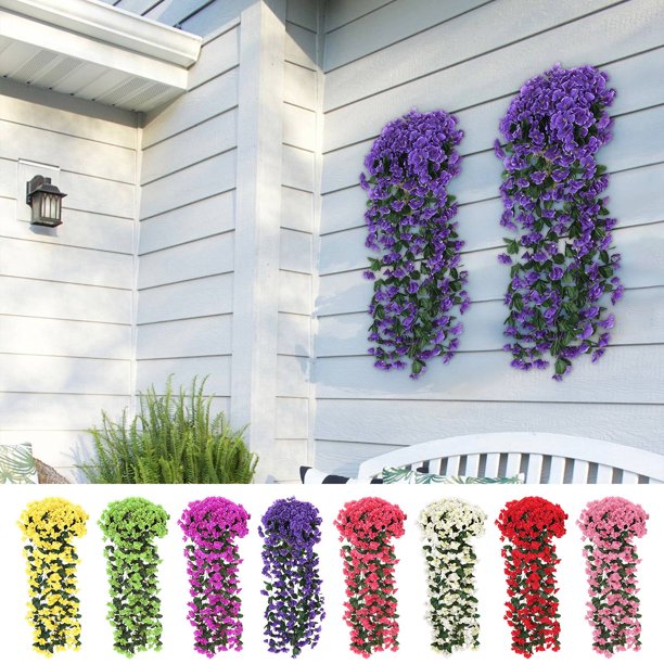 Simulación Violeta Tapiz de pared - 85 cm Tela realista de seda y plástico Boda, salón, decoración del techo - Flexible, reutilizable, fácil de instalar