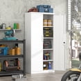 thumbnail image 5 of Marcree Metal Garage Storage Cabinet with 2 Doors and Adjustable Shelves - 71" Steel Lockable File Cabinet, Locking Tool Cabinets for Office, Home, Garage, Gym, School (White), 5 of 9