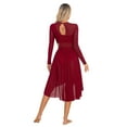 thumbnail image 3 of YONGHS Lyrical Dance Costume for Women Sheer Mesh Cutout Modern Contemporary Dance Long Dress Burgundy M, 3 of 7
