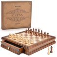 thumbnail image 1 of Juego de ajedrez AMEROUS magnético de madera con cajones de almacenamiento, 1 of 9