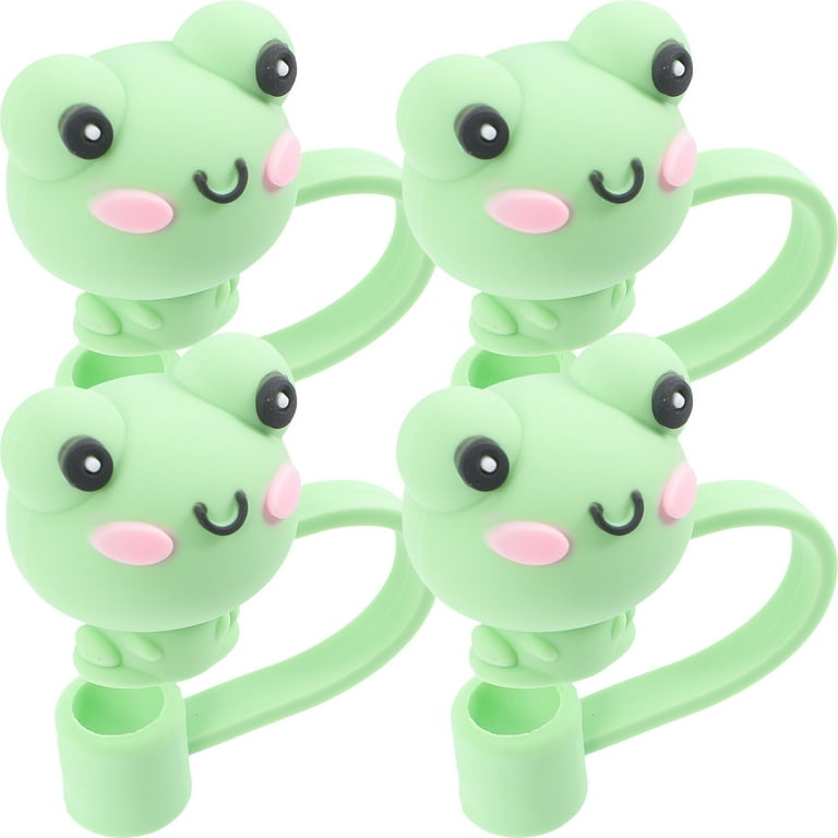 4Pcs 0.4in Diameter Cute Frog Silicone Straw Covers Cap for stanley Cup,  Dust-Proof Drinking Straw Reusable Straw Tips Lids
