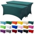 thumbnail image 1 of GFDYREE 2 Pack 6ft Stretch Spandex Hunter Green Table Cover for Standard Folding Tables - Universal Rectangular Fitted Tablecloth Protector for Wedding, Banquet and Party, 1 of 7