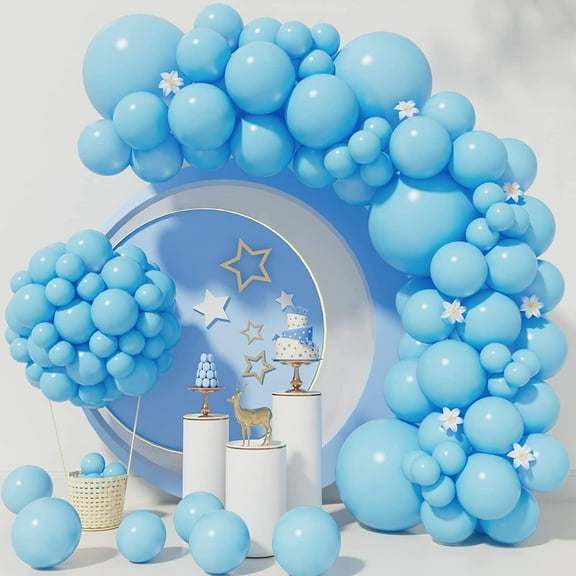 Blue Balloons 110Pcs Blue Balloon Garland Arch Kit 5/10/12/18 Inch Matte Latex Blue Balloons Different Sizes as Gender Reveal Balloons Baby Shower Birthday Balloons Bluey Theme Party Decorations