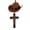 Brown wooden and brown hat with bronze cross, variant on Generic Car Pendant Black Wooden Crucifix Cross with Black Cowboy Hat, Rearview Mirror Interior Decorative Accessories