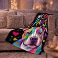 thumbnail image 6 of My Heart Has Paws Dog Portrait, Playful Graphic Style for Dog Lovers, Rainbow Heart Quote and Friendship Gift, Soft Flannel Blanket for Bedroom and Family Room, Pet Home Decor, 6 of 9
