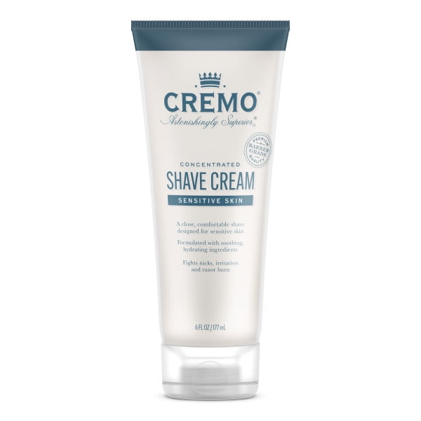 Cremo Sensitive Skin Concentrated Shave Cream, 6 Oz, Unscented, Fights