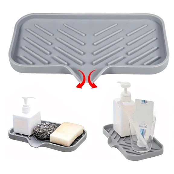 Silicone Soap Dish - Sponge Holder, Bathroom And Kitchen Sink Organizer Tray
