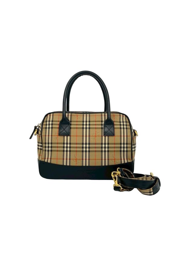 Pre-Owned BURBERRY Nova Check pattern canvas and leather 2-way mini shoulder bag/handbag in...
