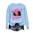 thumbnail image 4 of Uootdi Breast Cancer Awareness Womens Sweatshirt Crew Neck Long Sleeve Cool Girl Print Oversized Womens Tops, 4 of 5