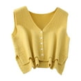 thumbnail image 5 of Milageto Women Sweater Vest Breathable V Neck Casual Fashion Jumpers Sleeveless Gilet Yellow, 5 of 8
