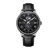 thumbnail image 2 of Men's Watch, Quartz Business Casual Wristwatch, Openwork Dial Alloy Case Leather Strap Pin Buckle Lightweight Daily Wear, Black, 2 of 6