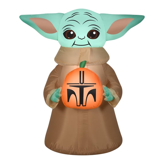 42 in. Inflatable Halloween Baby Yoda with Pumpkin