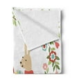 thumbnail image 2 of Easter Soft Flannel Fleece Blanket, Pastel Happy Easter Lettering on Egg Cartoon Bunny Blossoming Floral Frame Print, Cozy Plush for Indoor and Outdoor Use, 70" x 90", Red and Coral, by Ambesonne, 2 of 5
