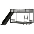 thumbnail image 6 of DreamBuck Twin over Twin Bunk Bed with Slide, Metal Bunk Beds with Guardrails and Ladder, Low Bunk Bed for Teens, Adults, Space-saving Bunk Bed for Bedroom, No Box Spring Needed, Noise Free, Black, 6 of 10