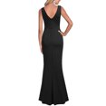 thumbnail image 3 of Qarigey Vestido dividido con cuello en V para mujer, Color sólido, verano, sin mangas, ajustado, vestidos de noche, algodón suave, largo hasta el conjuntos de ropa S Qarigey AP012247-01, 3 of 5