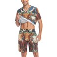 thumbnail image 3 of joogoo Men's Pajama Set Highland Cattle V-Neck Pj Shorts Set 2 Piece Loungewear Sleepwear S, 3 of 7