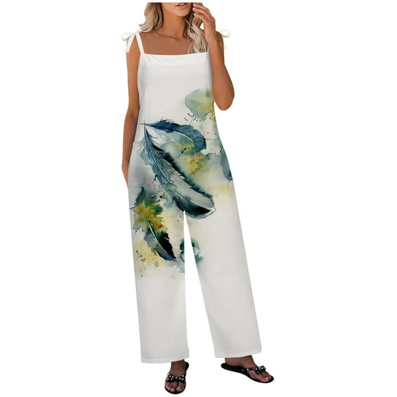 IROINNID Sleeveless Suspender Jumpsuit For Women Full-Length Leisure Summer Backless Loose Long Casual Jumpsuit