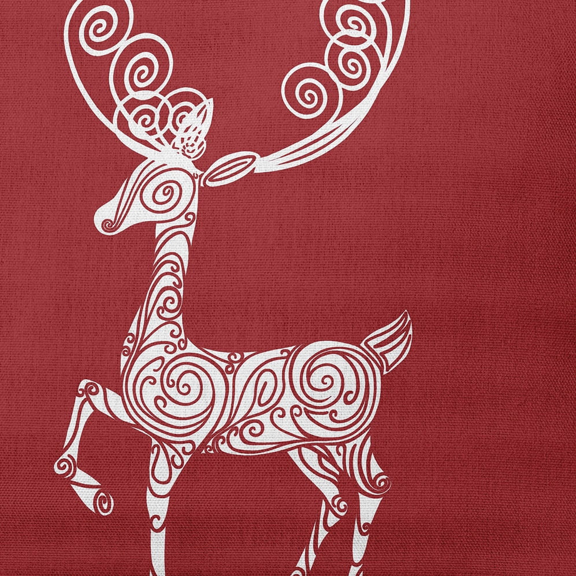 18" x 18" Simply Daisy Fancy Holiday Reindeer Polyester Indoor/Outdoor Pillow, Muted Red (1 Count)