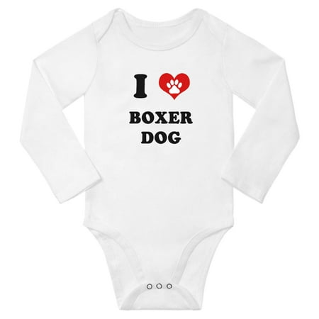 

I Heart Boxer Dog Baby Long Romper (White 18-24 Months)