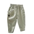 thumbnail image 4 of ZACPNCV Toddler Baby Boys Cotton Pull-On Jogger Pants Kids Solid Color Elastic Waist Casual Sweatpants Summer Clothes Olive Green 3-4 Years, 4 of 4