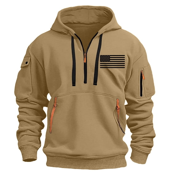 Men's Fashion Hoodies Fleece Sweatshirts Lightweight Stitching Color Zipper Pullover