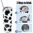 thumbnail image 2 of Cow Print Tumbler with Lid and Straw Stainless Steel Insulated Thermal Slim Cows Skinny Tumbler 20 oz Cow Print Cups Cute Coffee Cup with Lid and Straw Cow Print Mug for Women (Black and White), 2 of 4