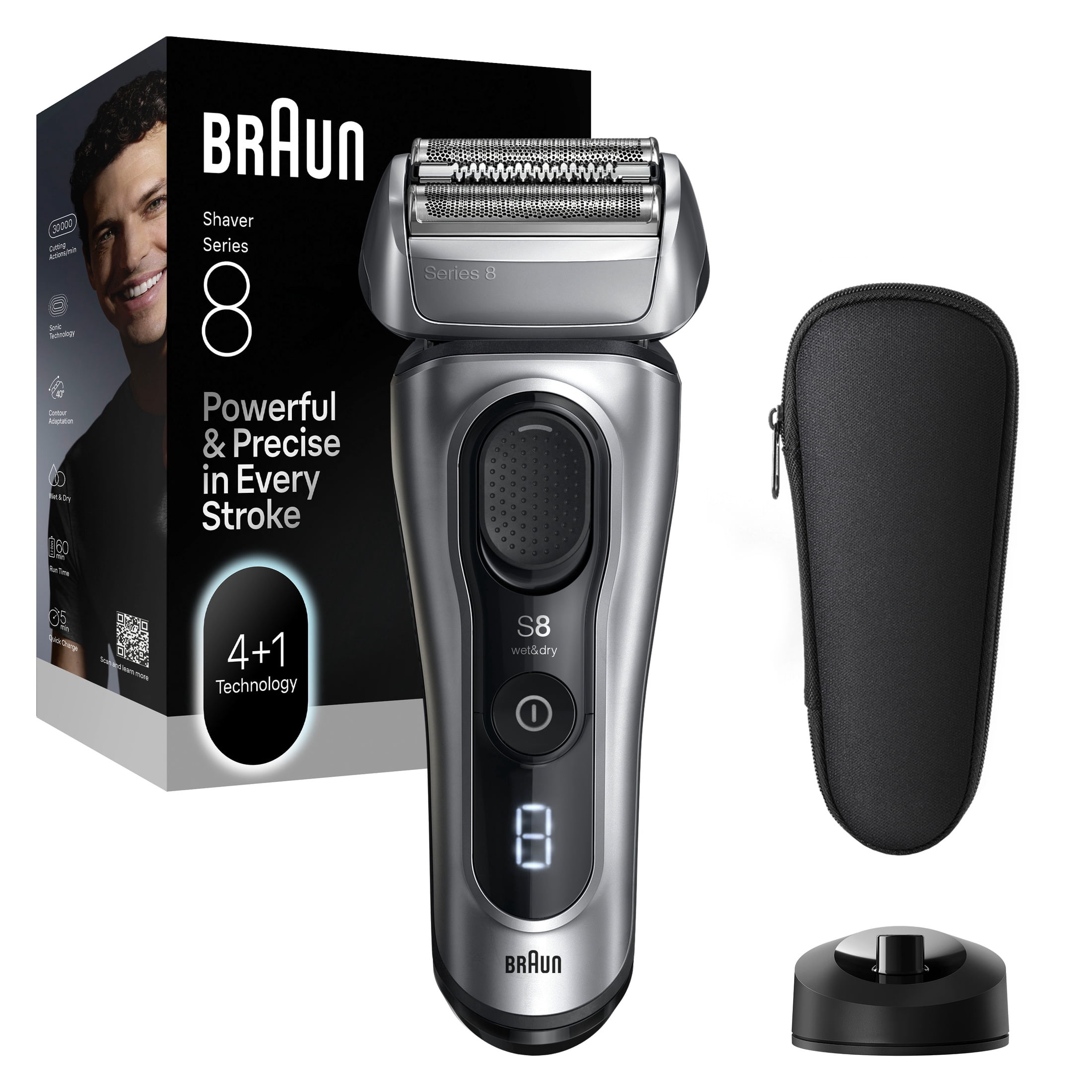 Braun Series 8 Electric Razor for Men, Electric Shaver, Charging Stand, 8517s