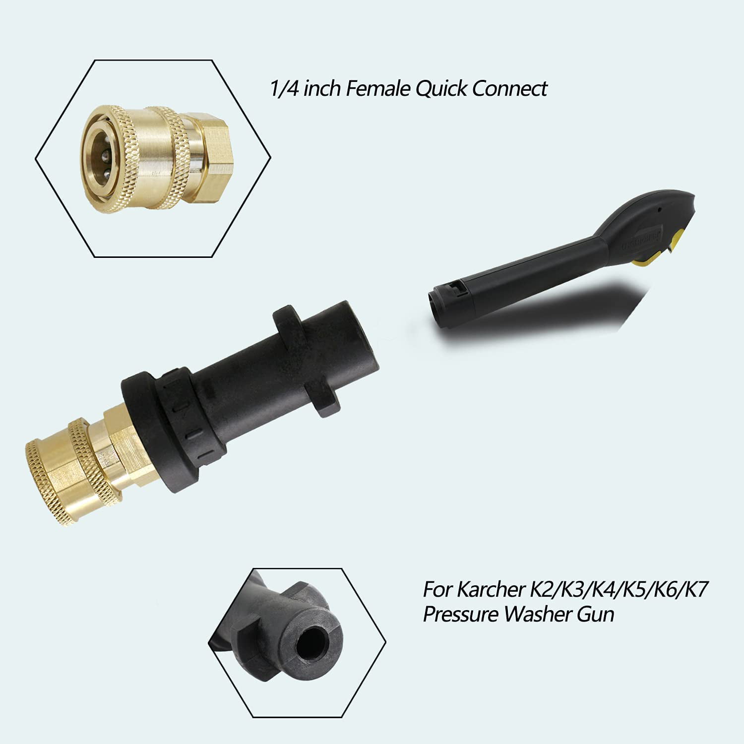 Details about   1/4'' Quick Connect To Pressure Washer Adapter Kit 5 Nozzles For Karcher LAVOR 
