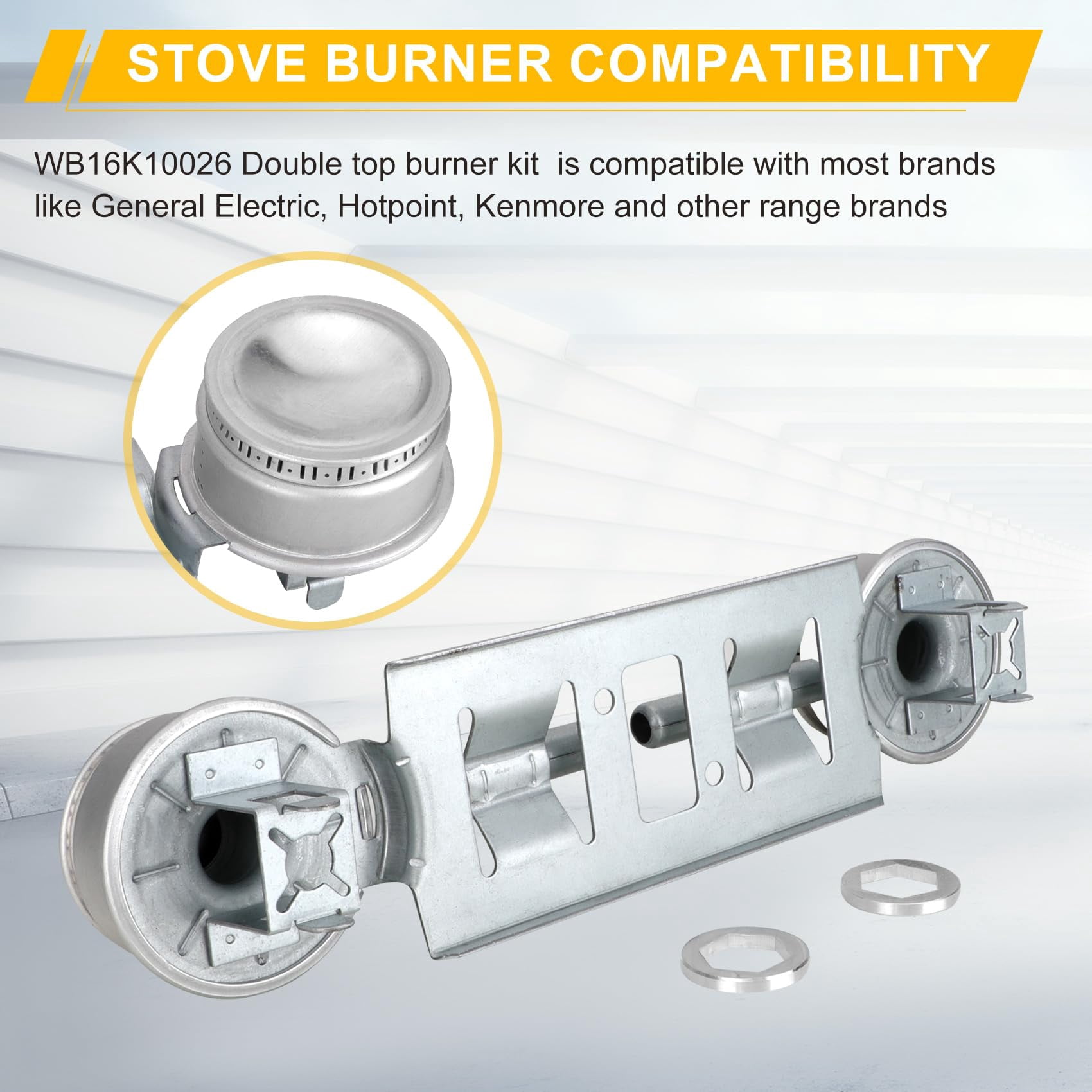Double Burner Kit WB16K10026 Gas Stove Range Valve Control Assembly,Compatible with G.E Hot.point Gas Range Models,Replaces WB29K17 65932 868697 AP2633210 PS232404
