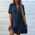 thumbnail image 4 of Women's 2026 Summer Dresses V Neck Spaghetti Strap Sundress Casual Beach Flowy Mini Dress with Pockets Navy L, 4 of 9