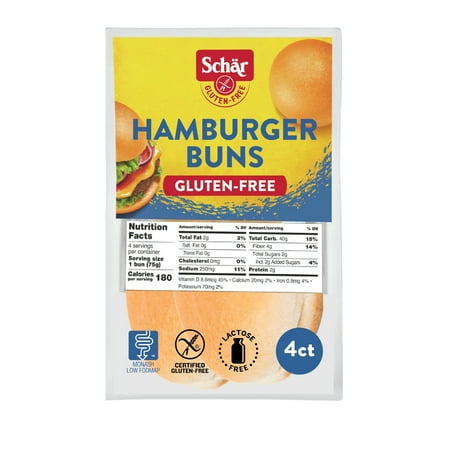 Schar Gluten Free Hamburger Buns, Shelf-Stable, 10.6 oz (4 Count)